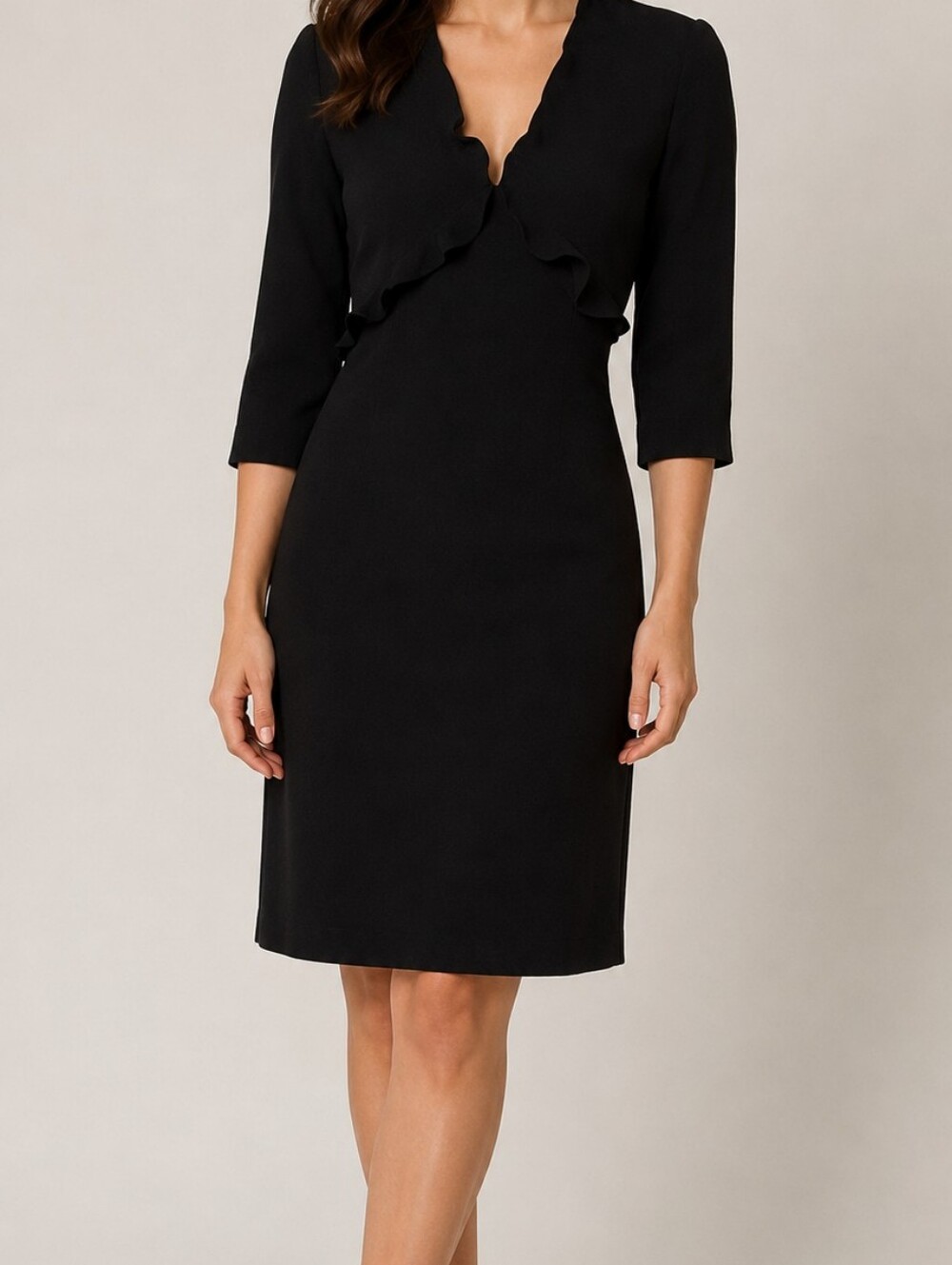 Gerard Darel Black Dress with Subtle Ruffle Detail